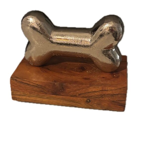 Decorative Dog-shape Silver Stocking Holder, Dog Jacket Hook Acacia Base  NEW - Picture 5 of 8